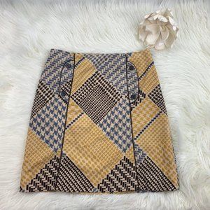 Maeve Geometric Pattern Mini Skirt - Yellow and Black
